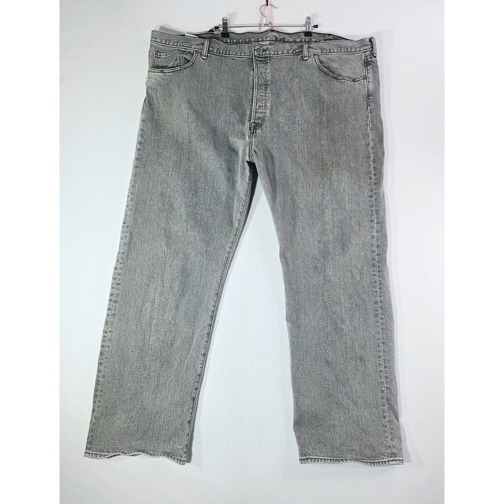 Levis 501 Original Fit Gray Jeans Mens 50x31 Straight Leg Button Fly Denim Pants
